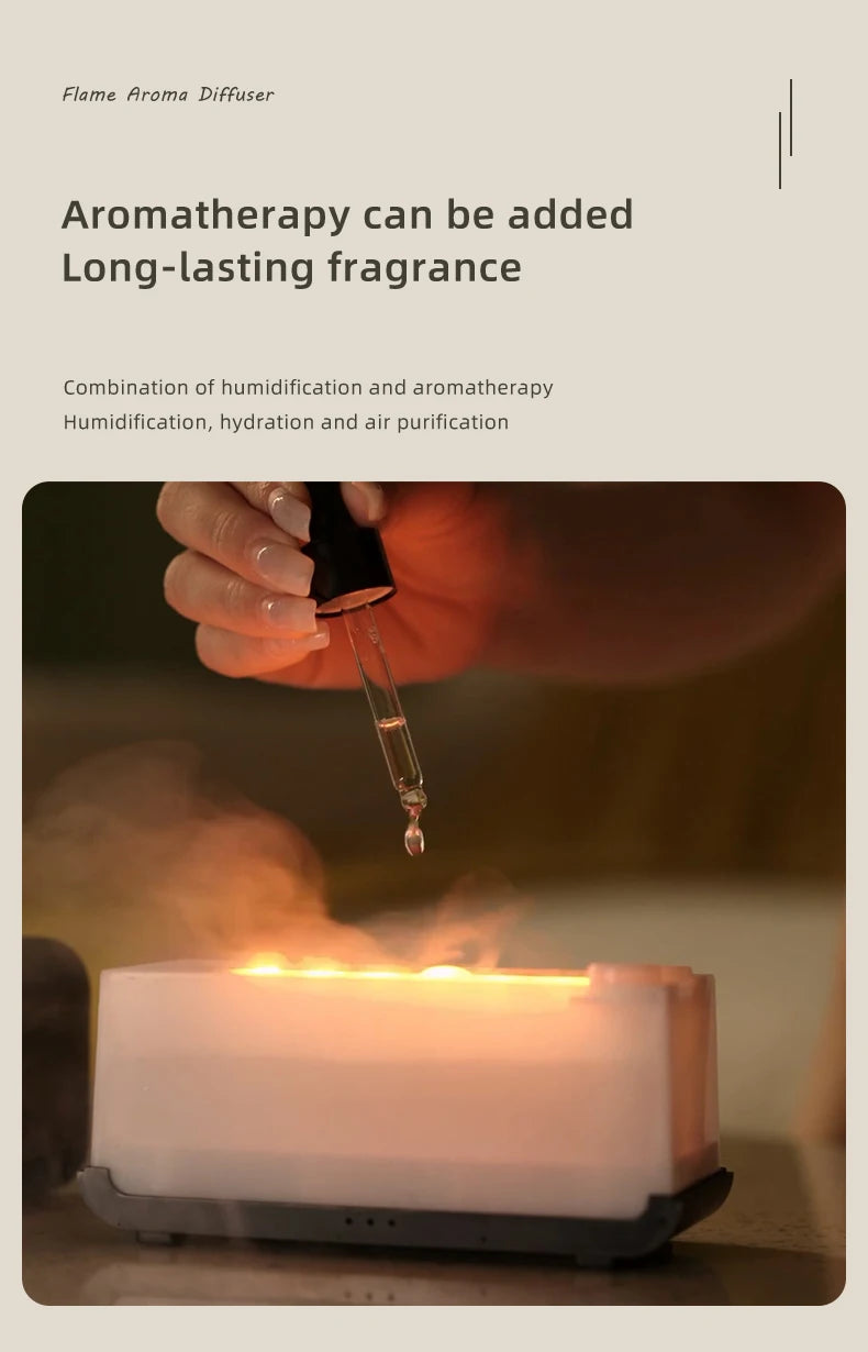 New Mini Desktop Simulation Flame Humidifier 7-Color Night Lights Can add Essential Oil Timing Setting USB Diffuser Aromatherapy