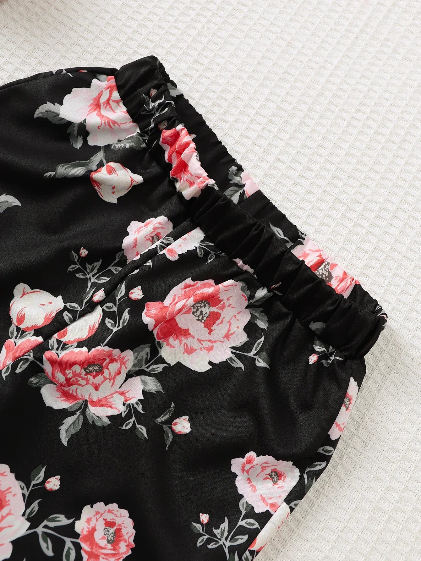 2PCS Child Girl Lovely Clothes Set Pink Sling Short Sleeveless Top+Flower Shorts Seaside Casual Daily Wear Kids Girl 8-12 Years