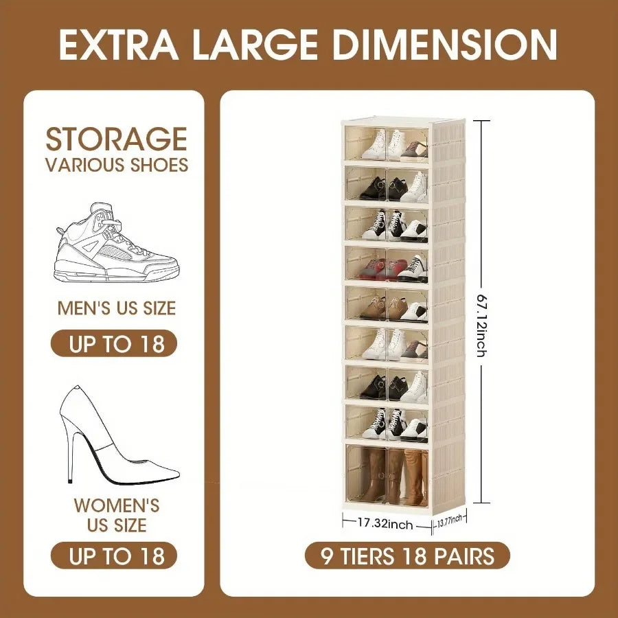 1pc Portable Shoe Storage Shoe Rack Closet with Magnetic Clear Door Home Storage Box Storage Box Sneaker Cabinet Storage Box