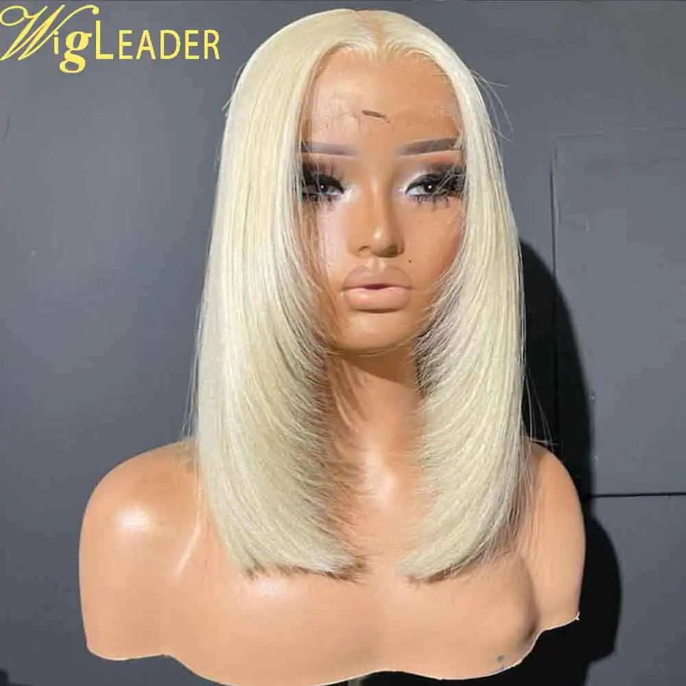 Blonde Layered Cut Synthetic Hair Heat Resistant 13x6 Glueless Lace Front Wigs Preplcuked Hairline Transprent Lace Front Wigs