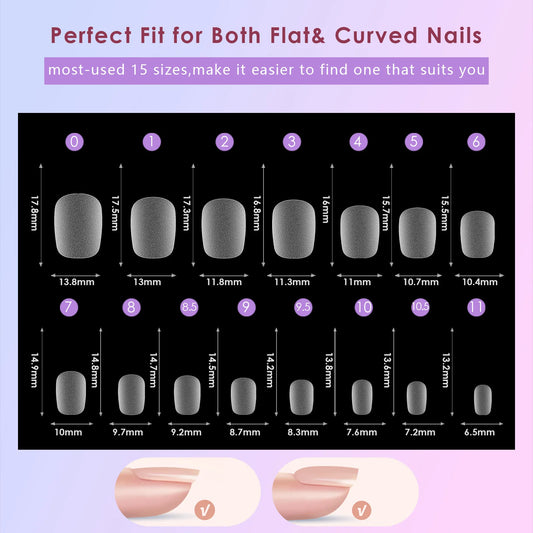 New 300pcs Matte Fake Nails NO Polishing Press on False Nails Medium Short Design High Matt Soft Gel Nail Tips for Extension