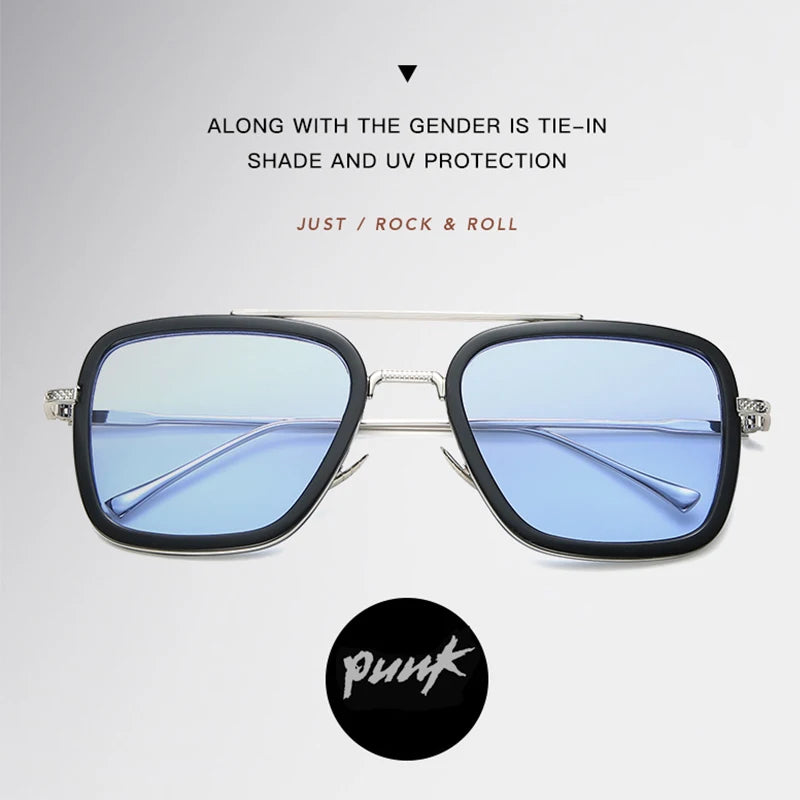 2024 New Square Men Sunglasses Fashion Metal Steampunk Sun Glasses For Women Trendy Outdoor Shades Eyewear Unisex Accessory