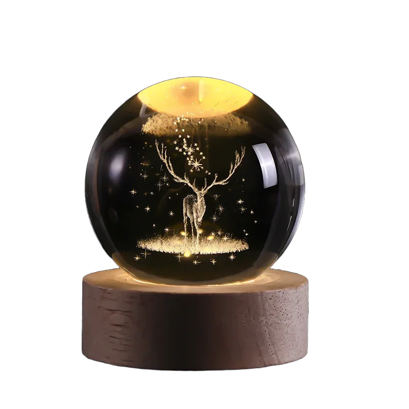 3D Crystal ball Crystal Planet Night Light DIY Laser Engraved Solar System Globe Astronomy Birthday Gift Home Desktop Decoration