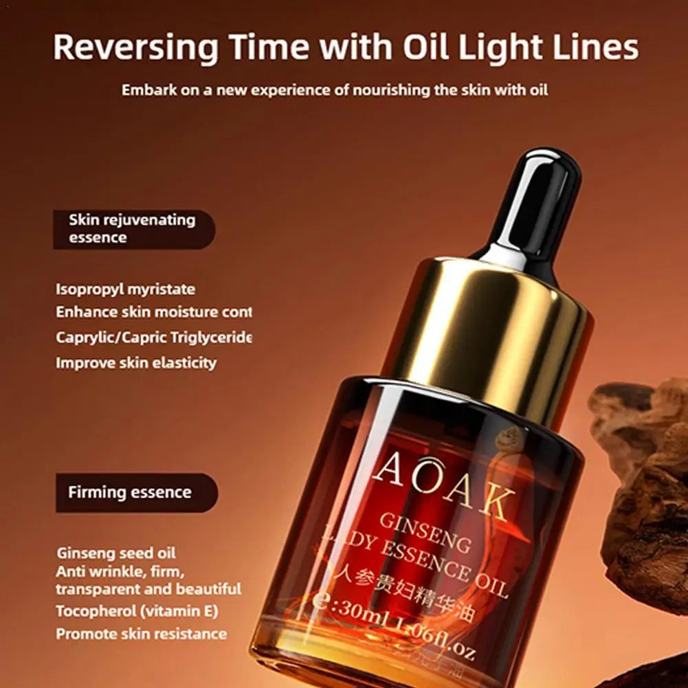 30ml Double Rose Petal Radiance Essence Oil Facial Care Tightening Moisturizing Ginseng Essential Oil Face Serum Korean Skin Car