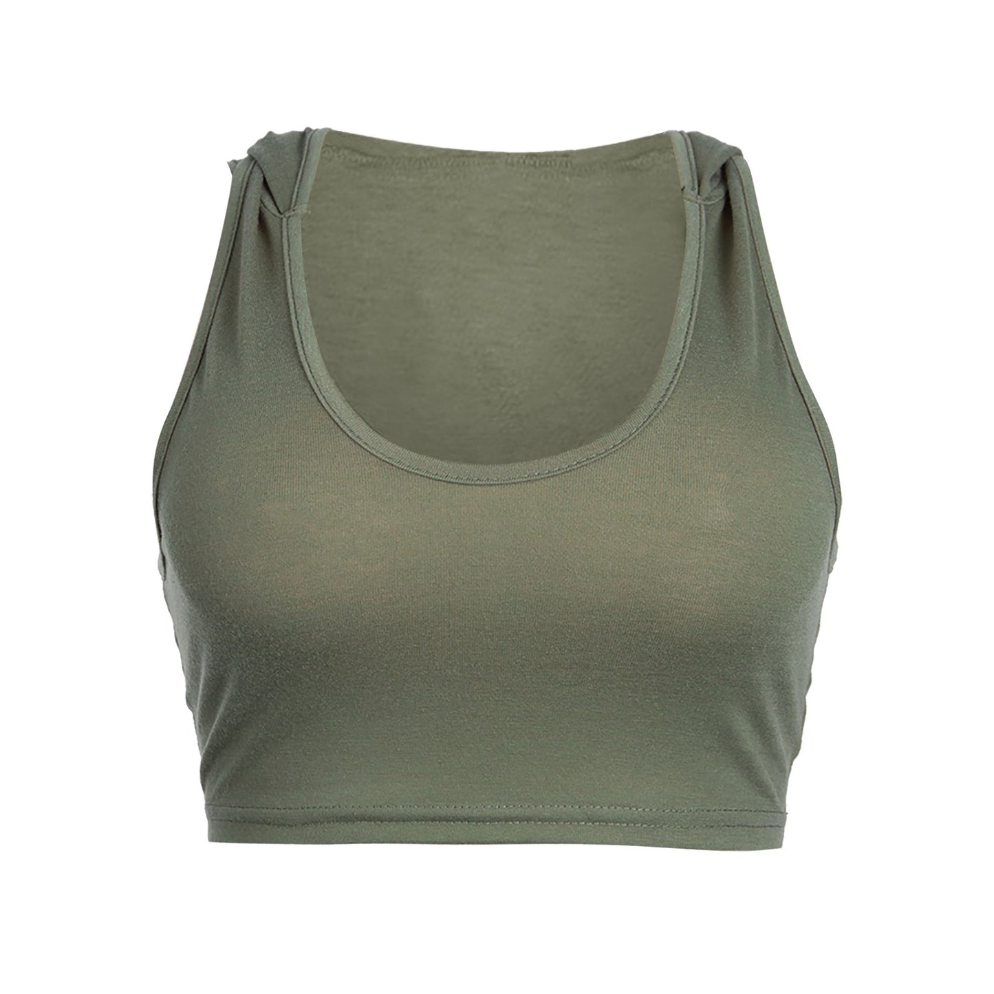 Women Crop Tops Workout U-neck Sportswear Fitness Short Top 2025 Summer Women's hoody t-shirt Hooded Sleeveless Cropped Vest Top