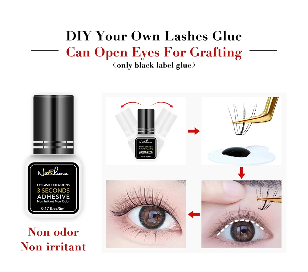 NATUHAHA 5 pcs/lot Eyelashes Glue Fast Drying Long Lasting Lashes Adhesive Low Smell Mink Eyelash Glue Makeup Tools Set