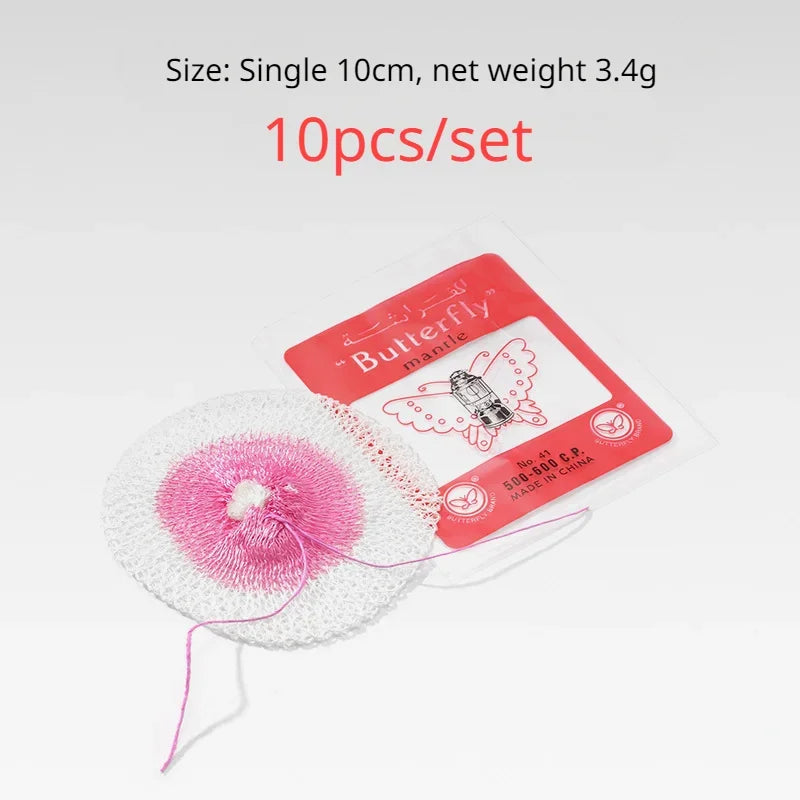10pcs 100mm Camping Gas Lantern Mantles Cover Durable Gauze Mesh Light Safe Outdoor Tools Spare Parts Lampshade
