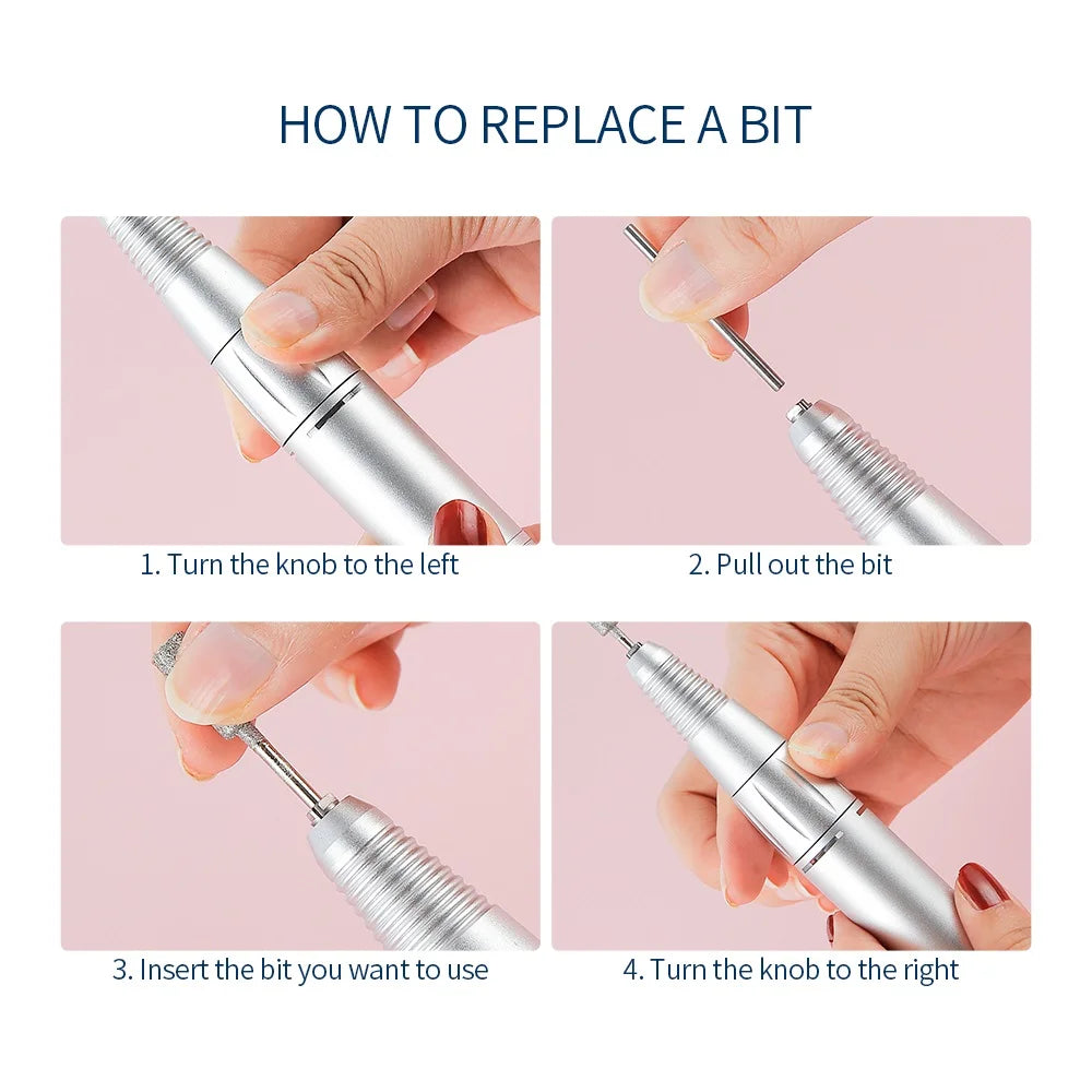30000RPM Rechargeable Nail Drill Manicure Machine Professional Nail Gel Polishing Remover Cordless Drill Set Nail Art Low Voice