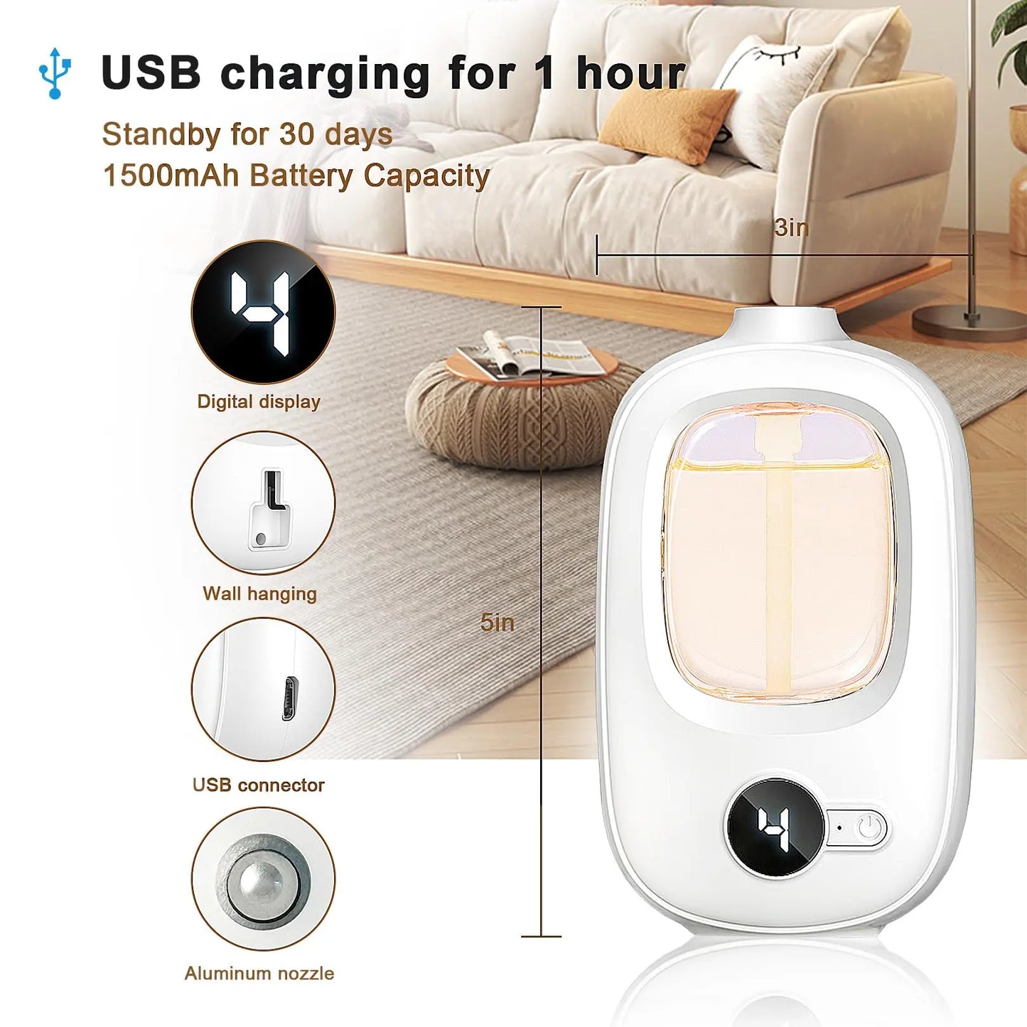 Upgrade Wall Mounted Essential Oil Diffuser,Perfume,4 Modes Humidifier,Wireless Car Air Freshener Deodorization Bathroom Home