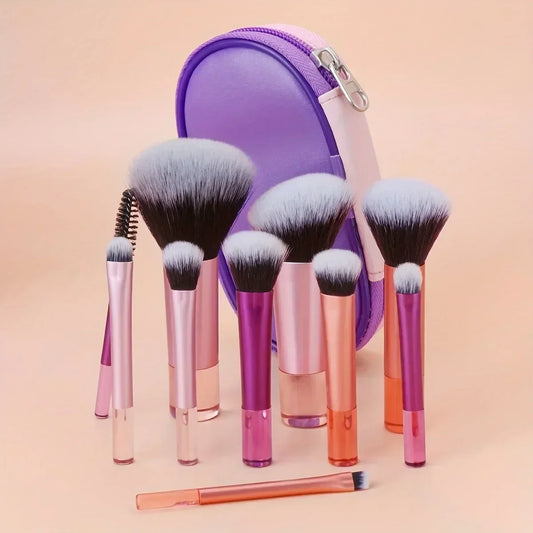 10pcs Mini Makeup Brush Set Powder Eyeshadow Foundation Blush Concealer Beauty Makeup Tools Brush Professional Supplies