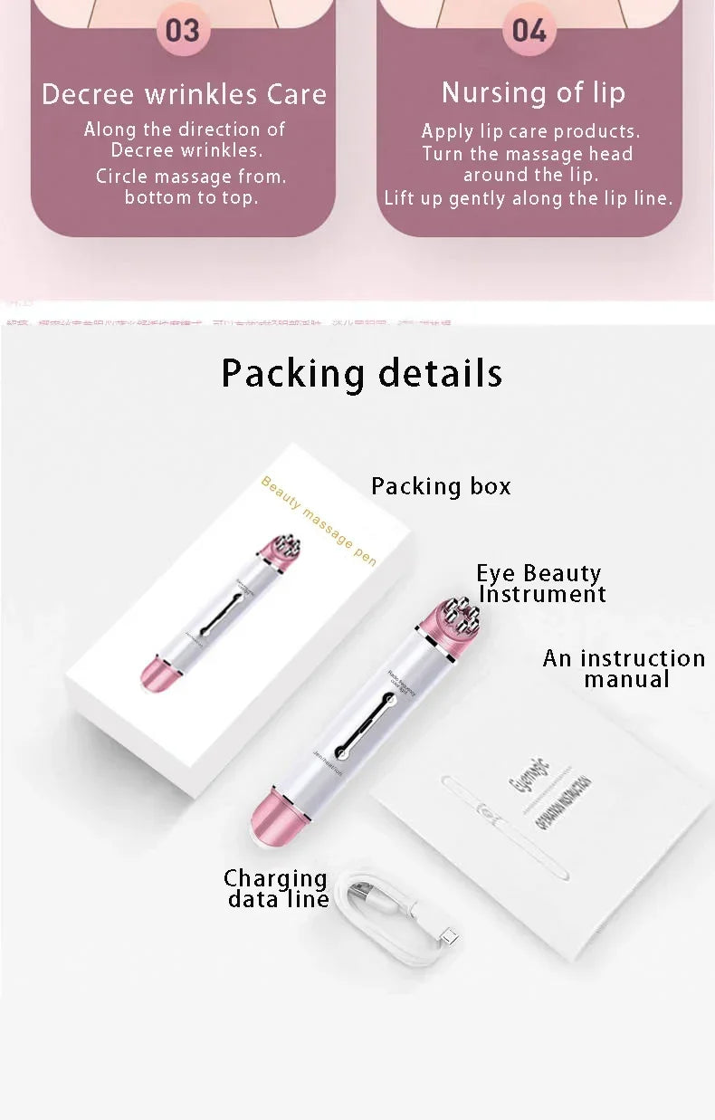 Electric Facial Eye Massager Pen Vibration Double Head EMS Rejuvenation Eye Machine LED Photon Skin Rejuvenation Anti-wrinkle