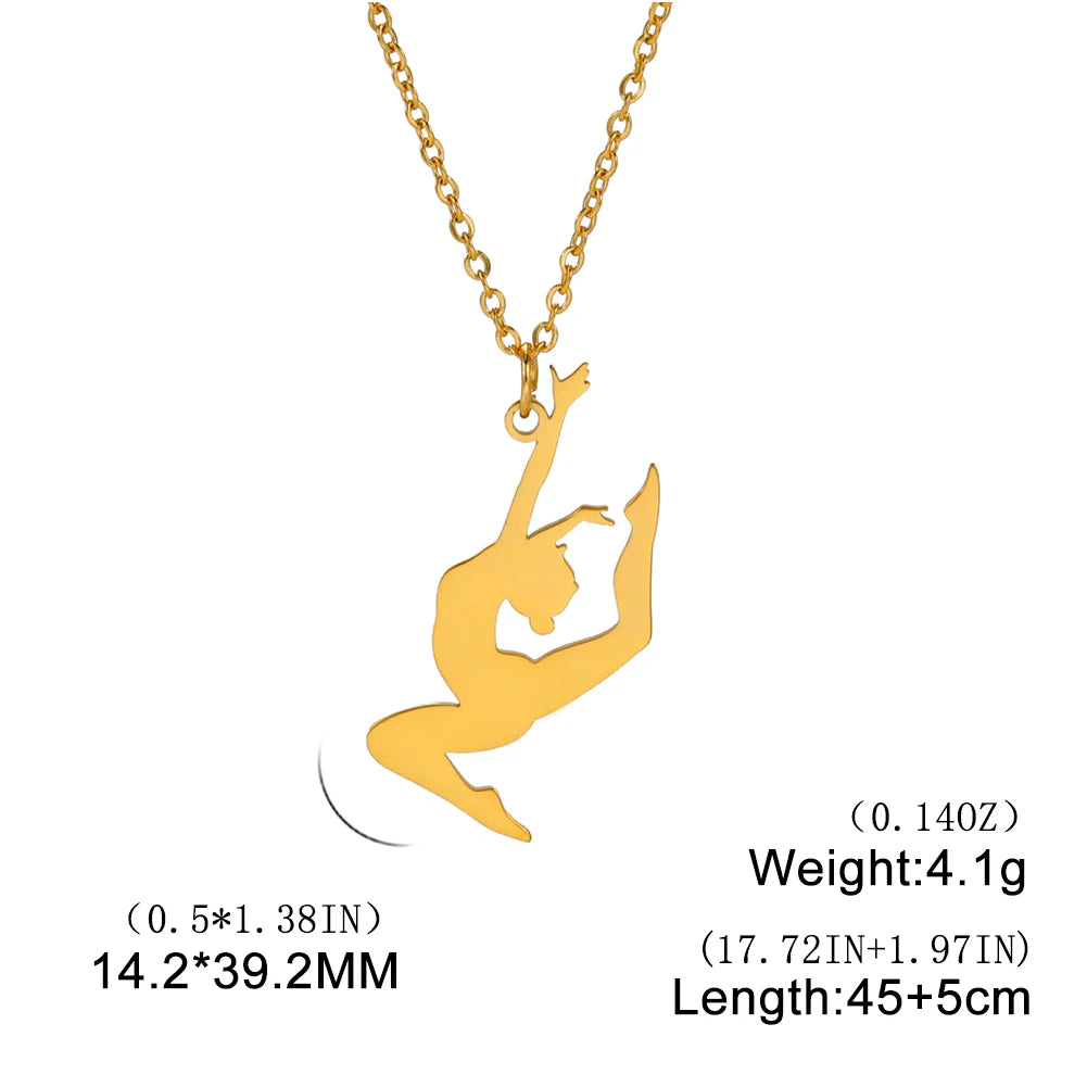 Rhythmic Gymnastics Necklace Women Trend 2025 Gymnast Stainless Steel Jewelry BFF Dancer Girl Sport Accessories Mother Day Gift