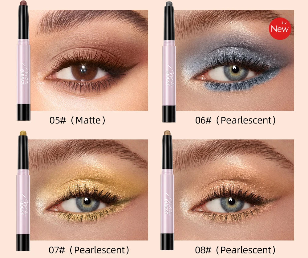 12 Colors Pearlescent Eyeshadow Pencil Waterproof Long Lasting Glitter Shimmer Eye Shadow Pen Eyeliner Stick Eyes Makeup Tools