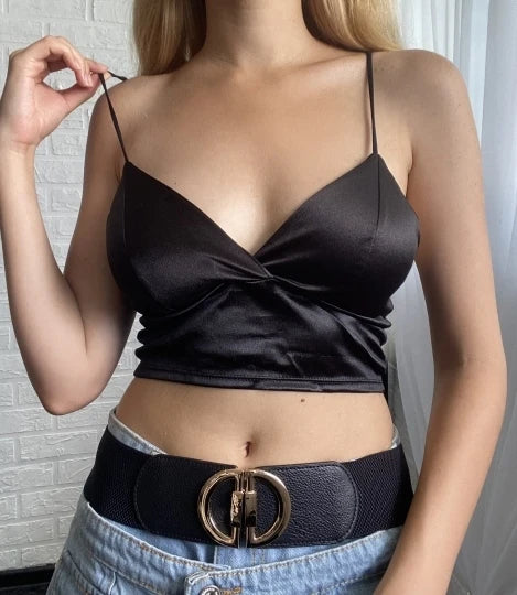 Women Skinny Elastic Belt Ladies Fashion Alloy Buckle Plus Size Stretchy Wide Waist Belt for Dresses