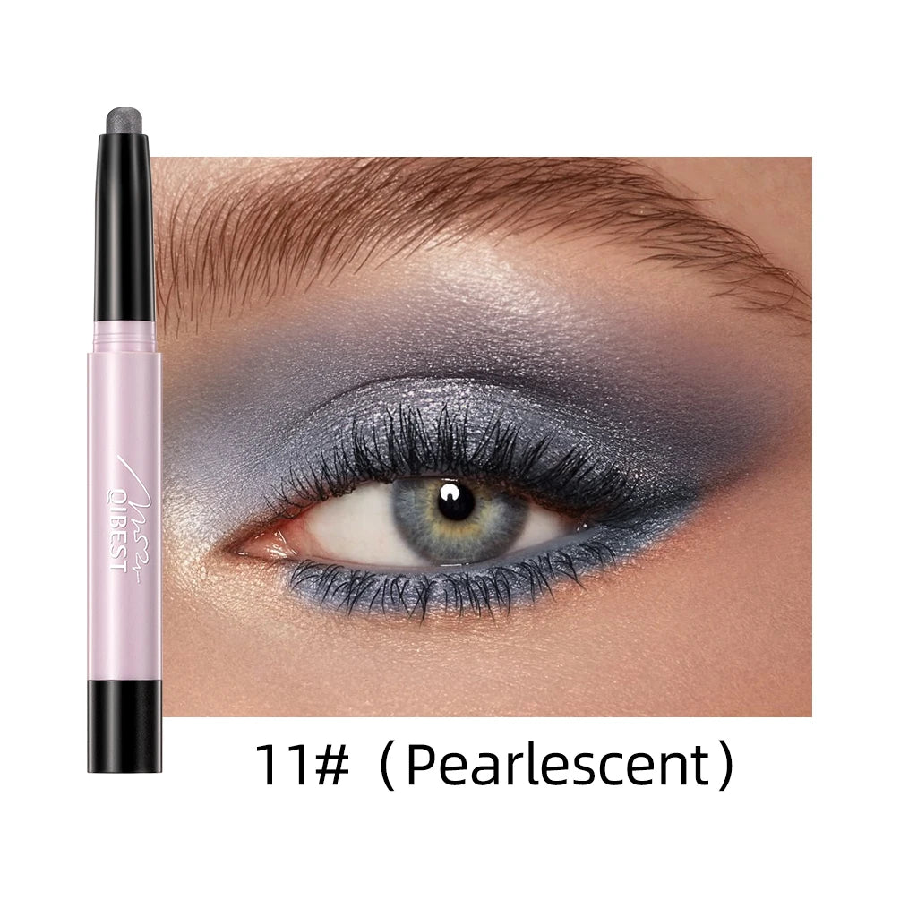 12 Colors Pearlescent Eyeshadow Pencil Waterproof Long Lasting Glitter Shimmer Eye Shadow Pen Eyeliner Stick Eyes Makeup Tools