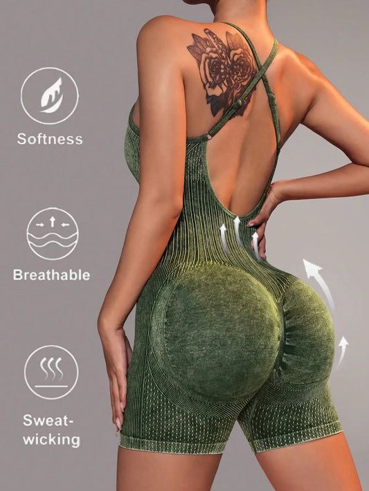 Yoga One-piece Suit,Sexy Fitness Set, Abdomen-tightening And Body-hugging Women's One-piece Shorts In The Gym,Women's Sportswear
