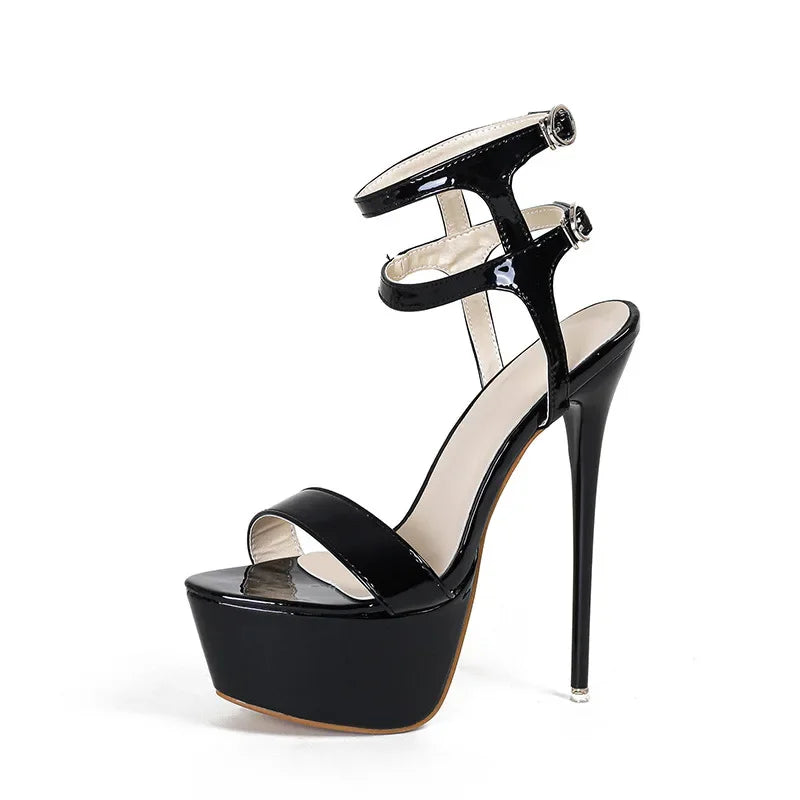 Summer 17cm High Heels Sandals Women Sexy Peep Toe Platform Ankle Buckle Strap Super-high Heel Shoe Party Pumps Gladiator Sandal