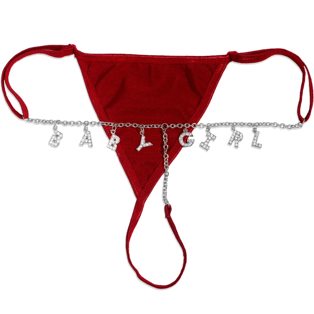 Colorful Customized Thong A-Z Letter Name Waist Body Chain For Women Sexy Underwear Bikini Panties DIY Body Jewelry Dropshipping
