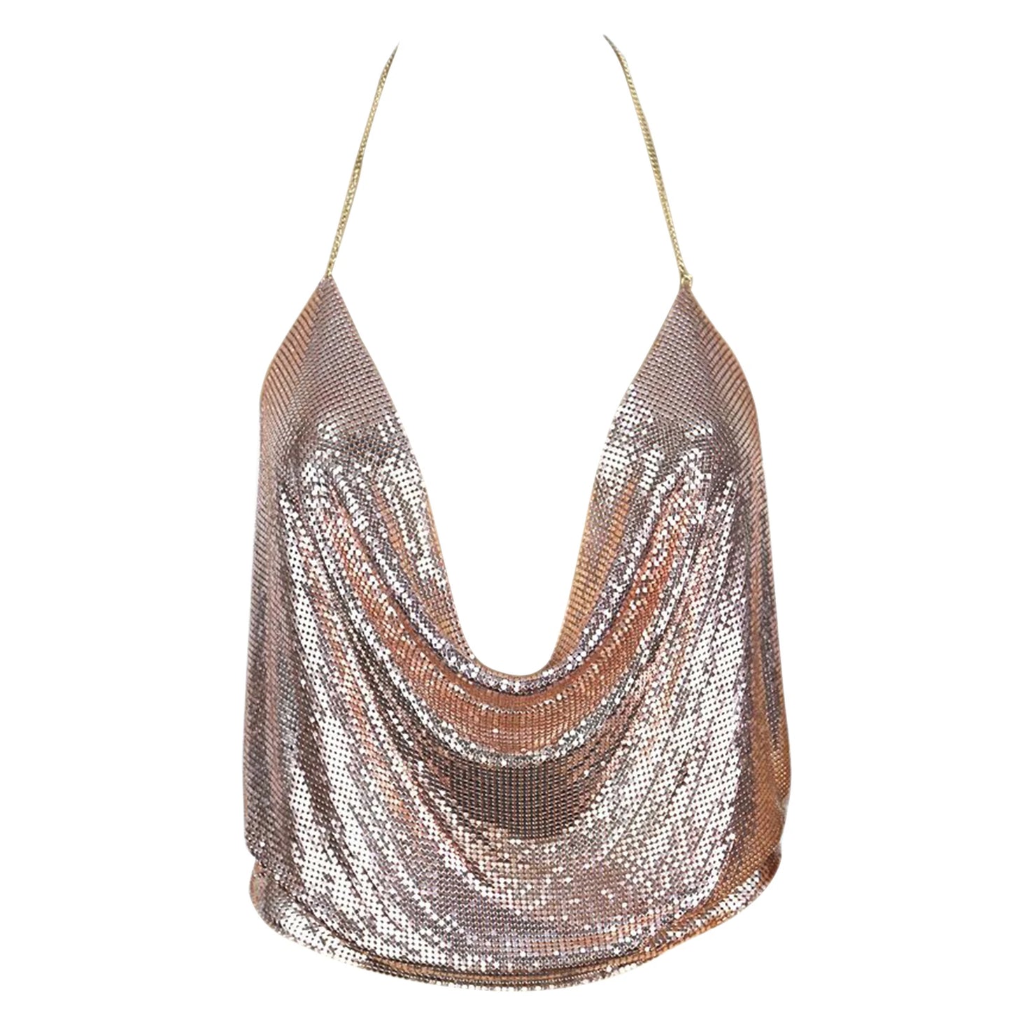 ClubWear Camis for Female Streetwear Y2k Women's Crop Top Sling Metal Sequins Backless Blouse Cushion Belt Adjustable Halter Top