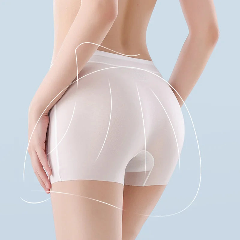 1pcs Summer Ice Silk Ultra-thin Quick-drying Boxer Brief Women Seamless High waist Panties Plus Size Female Safety Underwear