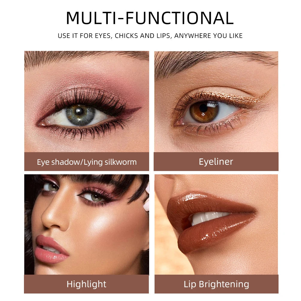 12 Colors Pearlescent Eyeshadow Pencil Waterproof Long Lasting Glitter Shimmer Eye Shadow Pen Eyeliner Stick Eyes Makeup Tools