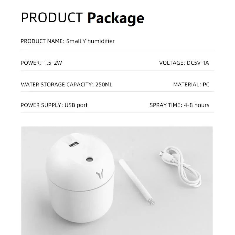 Air Humidifier USB Mini Aroma Essential Oil Diffuser for Home Car Ultrasonic Mute Mist Maker Diffuser with LED Color