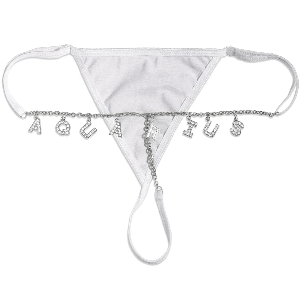 Colorful Customized Thong A-Z Letter Name Waist Body Chain For Women Sexy Underwear Bikini Panties DIY Body Jewelry Dropshipping
