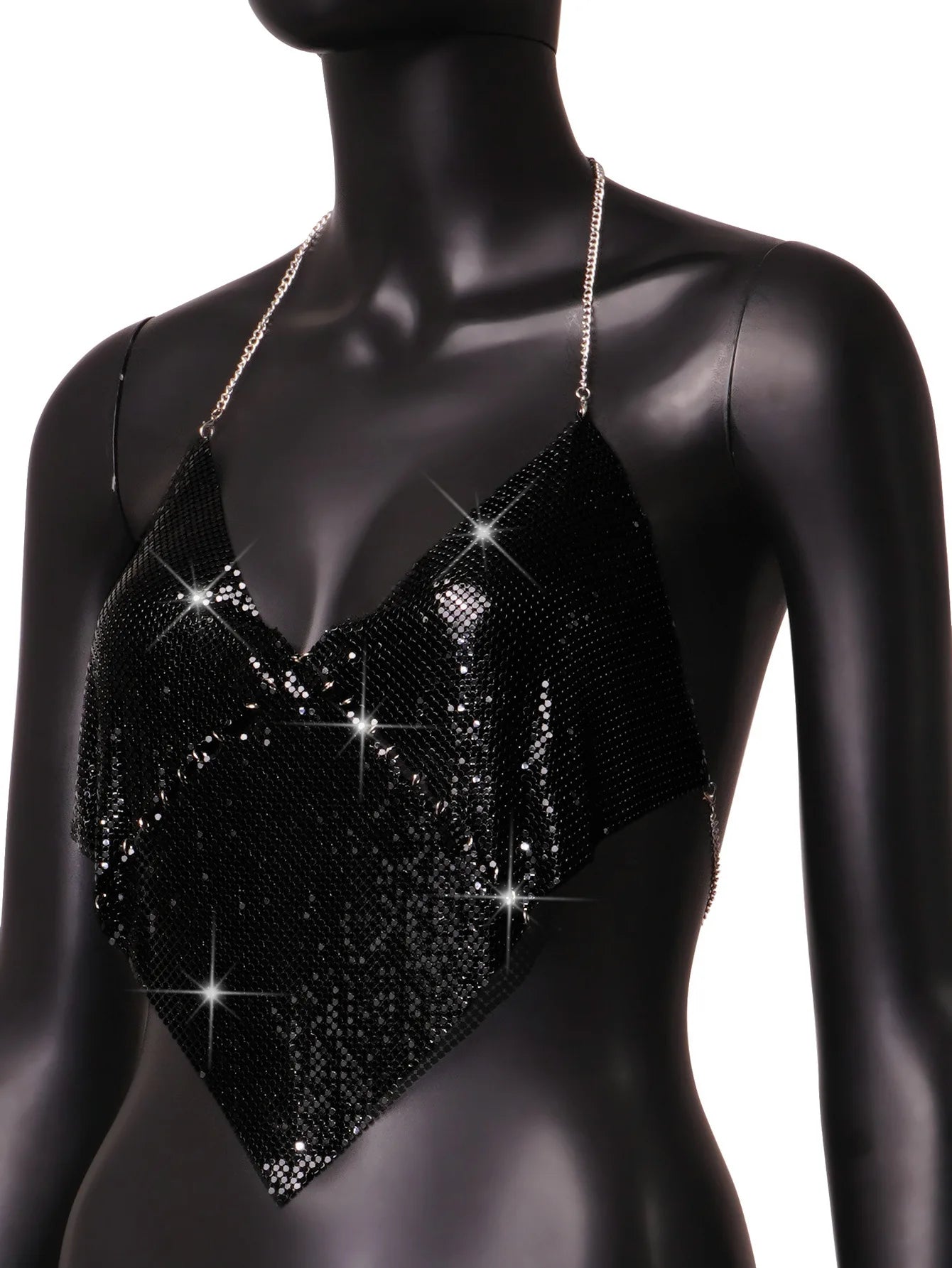 Metal Sequin Top V-Neck Tops Golden Leopard Pattern Nightclub Streetwear for Women Nightclub Party Bounce wear
