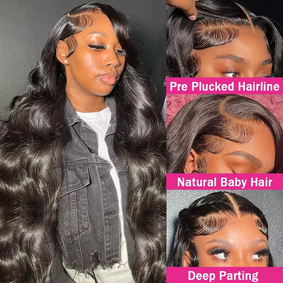 40Inch Body Wave Human Hair Wigs 360 Lace Front Wig Human Hair 13x6 Hd Lace Frontal Wig Ponytail Human Hair Black Wig For Women