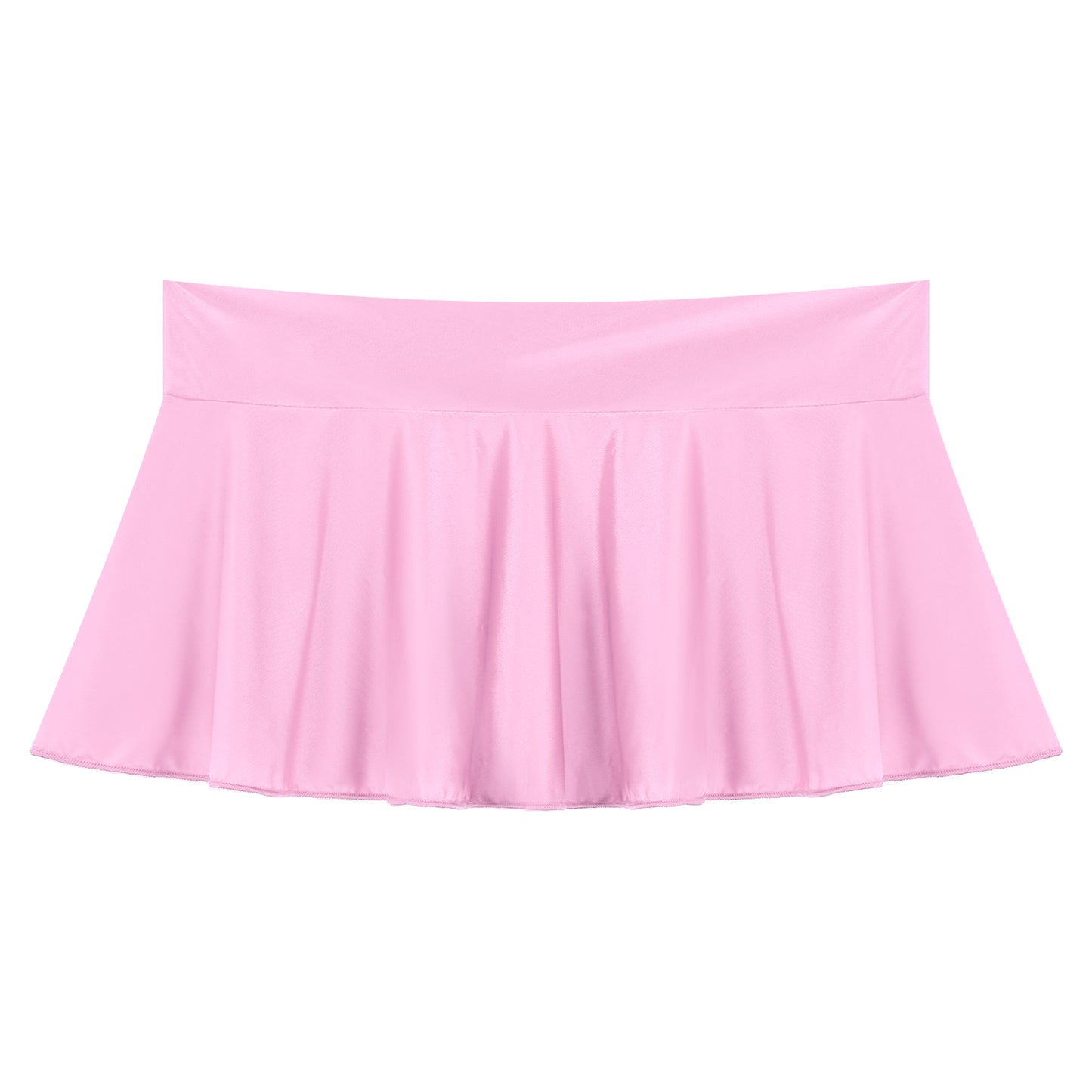 Womens Glossy Mini Skirts Solid Color Shiny Low Rise Elastic Waistband Pool Party Nightclub Ruffled Skirt Bikini Cover Ups