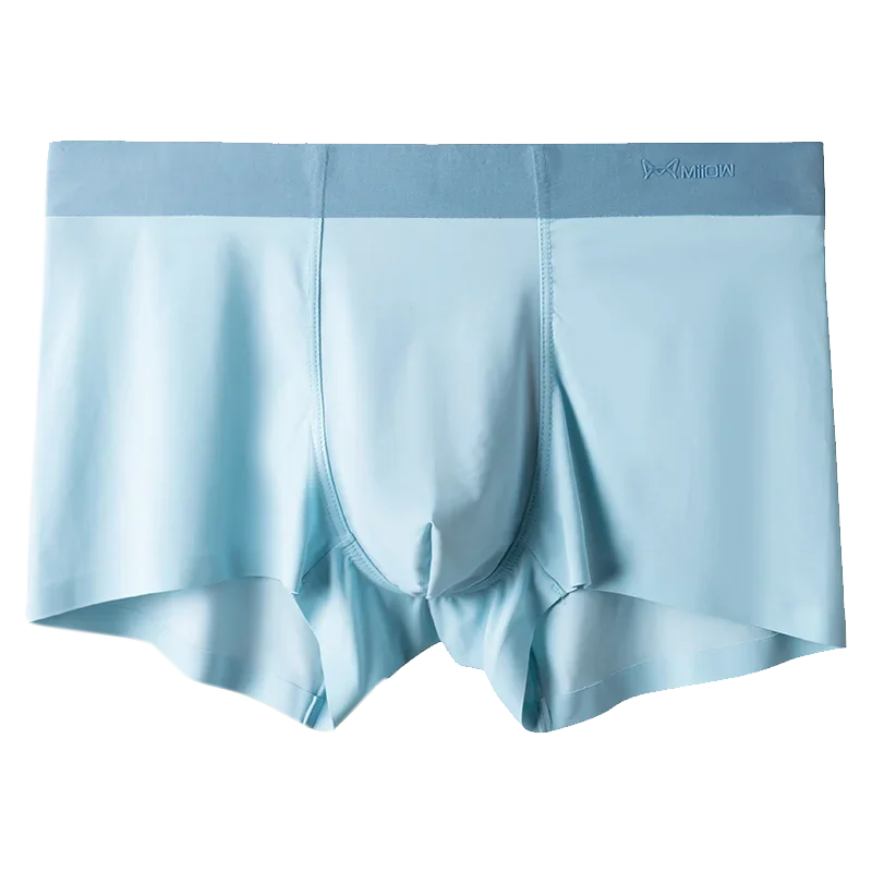 MiiOW 3Pcs Sexy Seamless Boxer Men Underwear Ice Silk Graphene Antibacterial Boxershorts Underpants Panties Underware Trunks 5XL