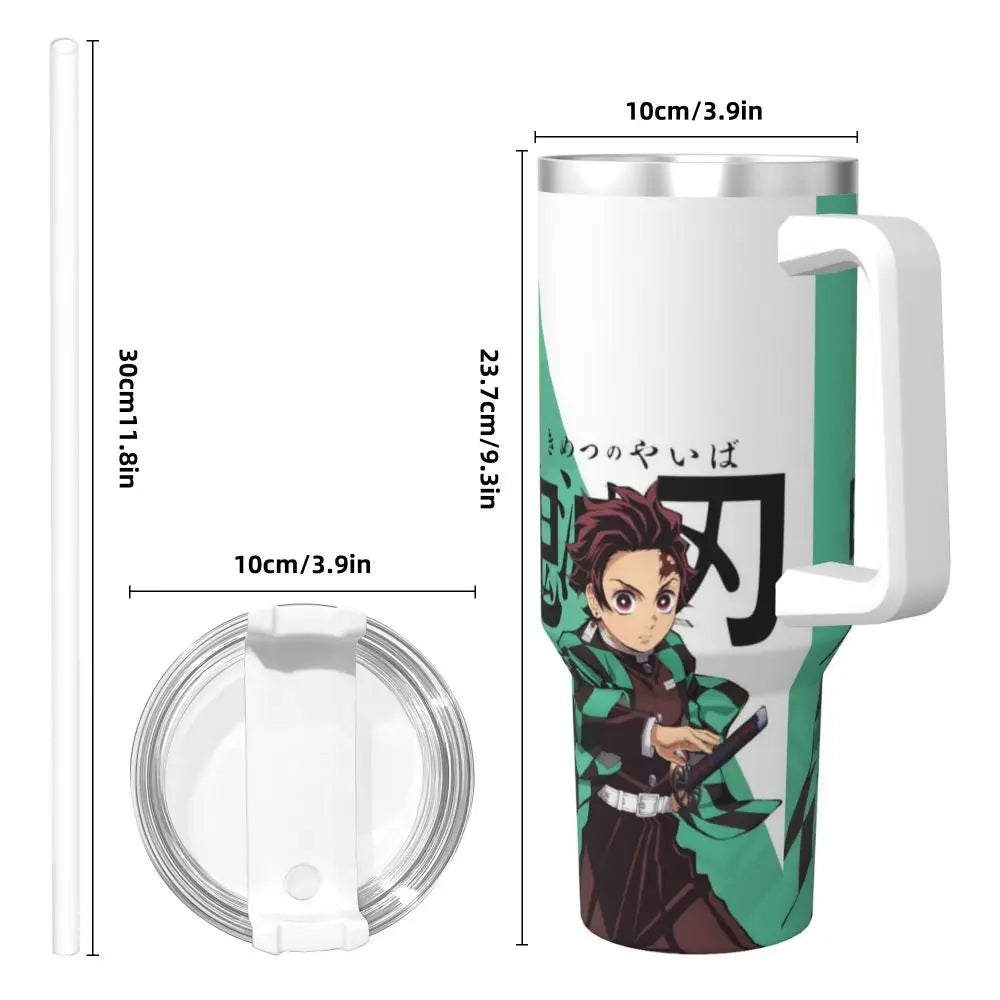 Demon Slayer 40 oz Tumbler with Handle and Straw Lid Stainless Steel Insulated Tumblers Travel