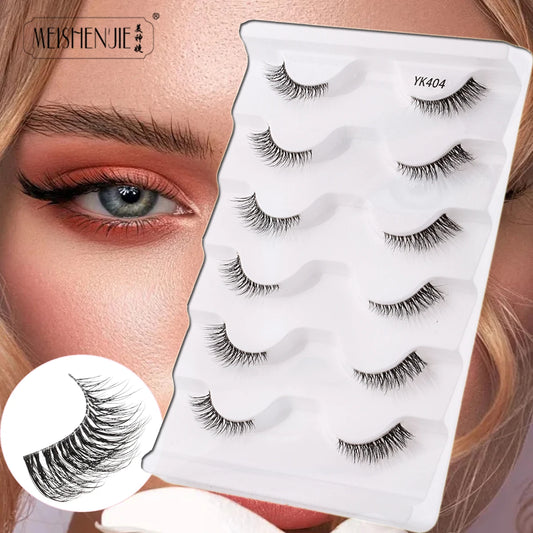 Hot Sale 3/5/6 Pairs 3D Mink Lashes Natural Long Cat Half Eyelashes Wispy Fluffy Manga Lashes Makeup Tools Faux Cils maquillaje