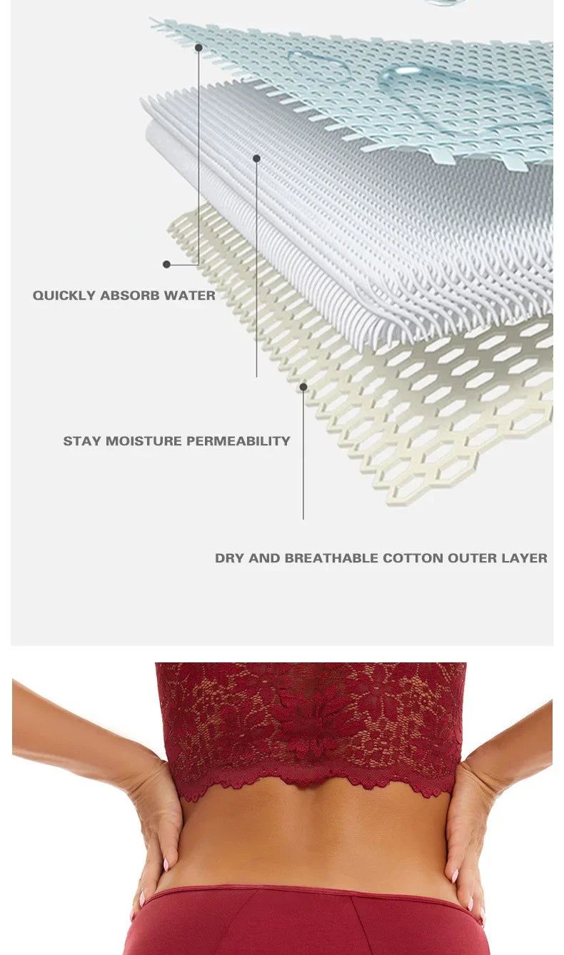Women Menstrual Panties Leak Proof Briefs Solid Plus Size Cotton Panties Lingerie Absorbency Comfortable Physiological Underwear