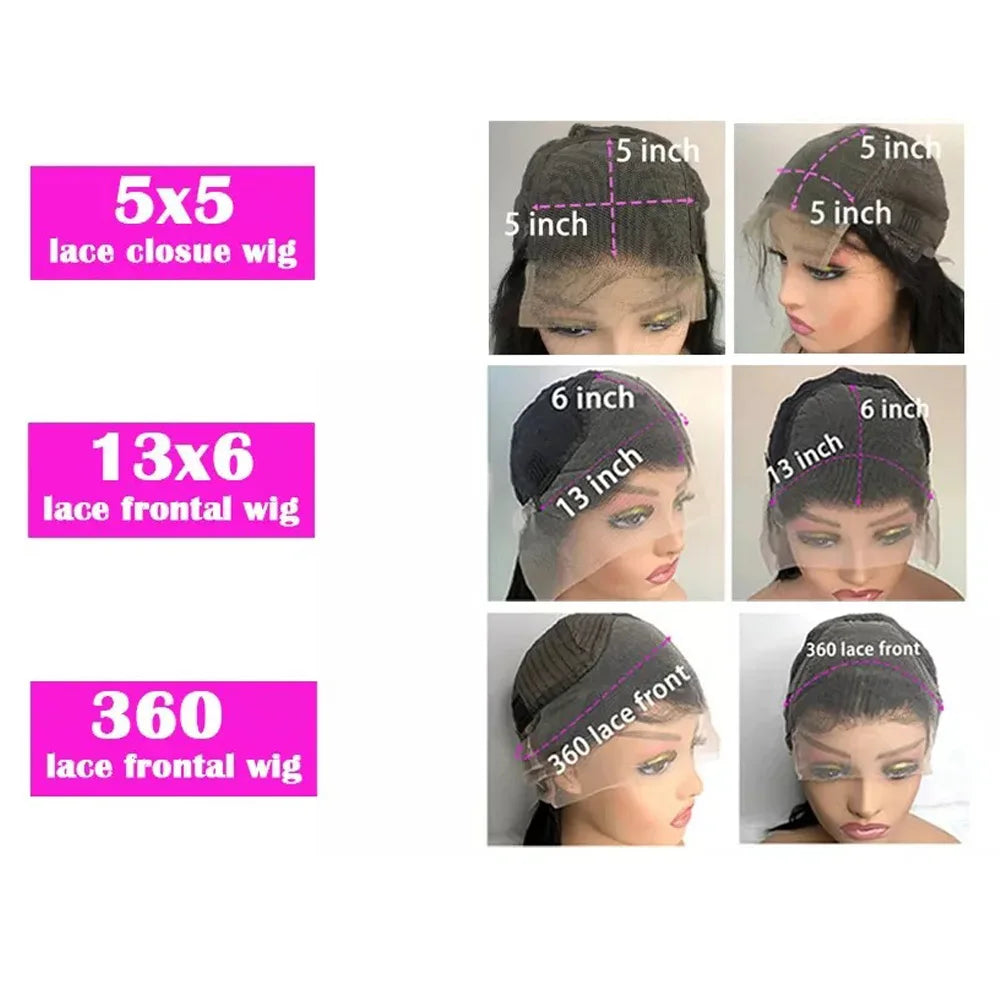 360 Transparent  13x6 Lace Front Human Hair Wigs Brazilian 360 Straight Lace Frontal For Women PrePlucked  5x5 Closure Wig