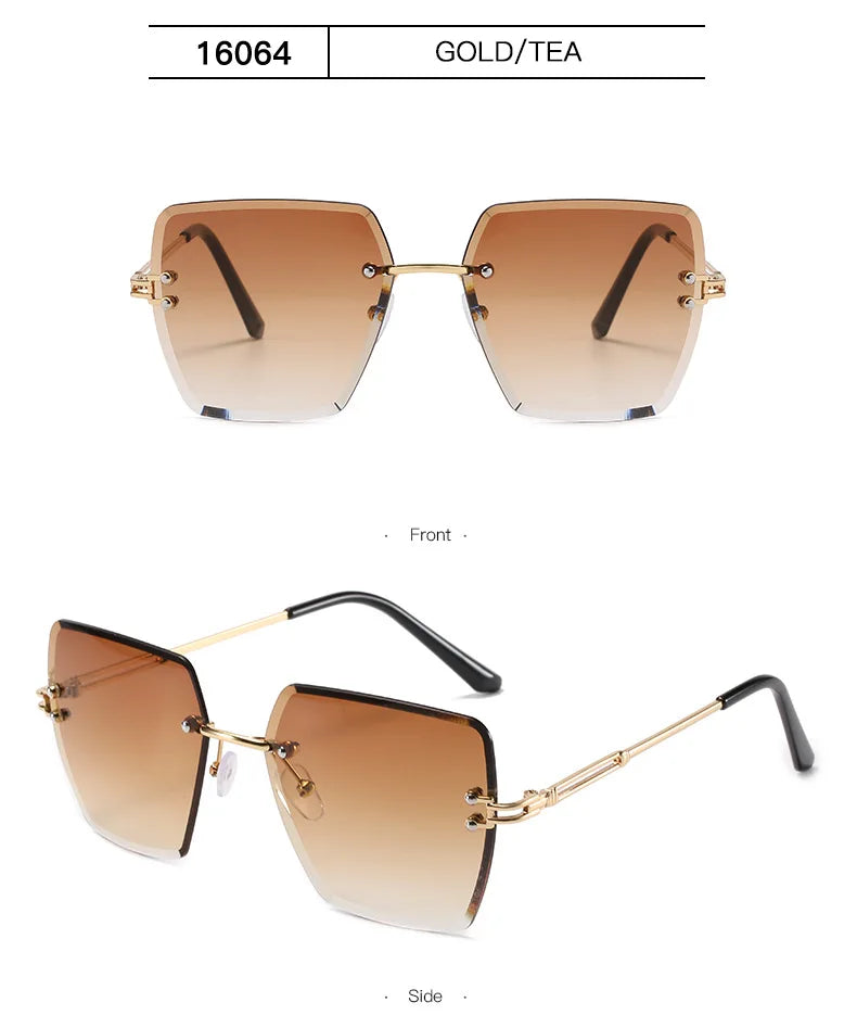 2024 Trendy Polygonal Gradient Men Sunglasses New Frameless Cut Edge Sunglasses for Women Sunscreen and Shading Sunglasses