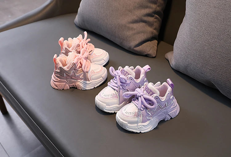 Children's Shoes 2024 New Toddler Girls Sport Shoes Soft Sole Breathable Outdoor Tennis Fashion Kids Sneakers EU21-30
