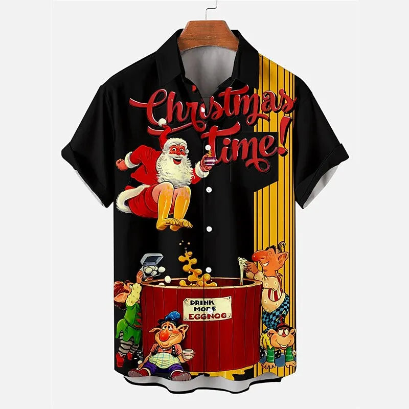Skull Abstract Men's Shirt Casual Top Weekend Fall Short Sleeve Four-Way Stretch Fabric Christmas