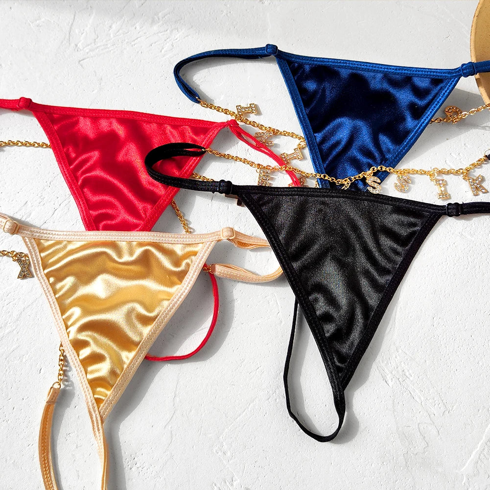 Colorful Customized Thong A-Z Letter Name Waist Body Chain For Women Sexy Underwear Bikini Panties DIY Body Jewelry Dropshipping