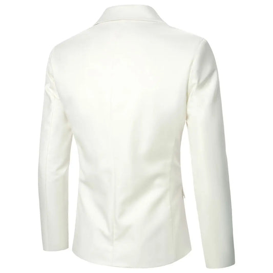 Men's Suit Jacket Solid Color Button Business Casual Style Men Blazer Wedding Groomsman Stage Performance Dinner Party Men Coat