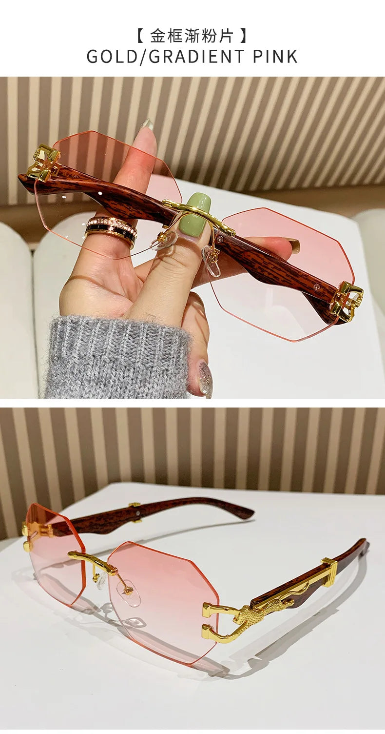 1 Pc Fashionable Trendy Women Men Sunglasses Frameless Rectangular Personalized Sunglasses Gradient Sun Glassesfor Daily Life ﻿