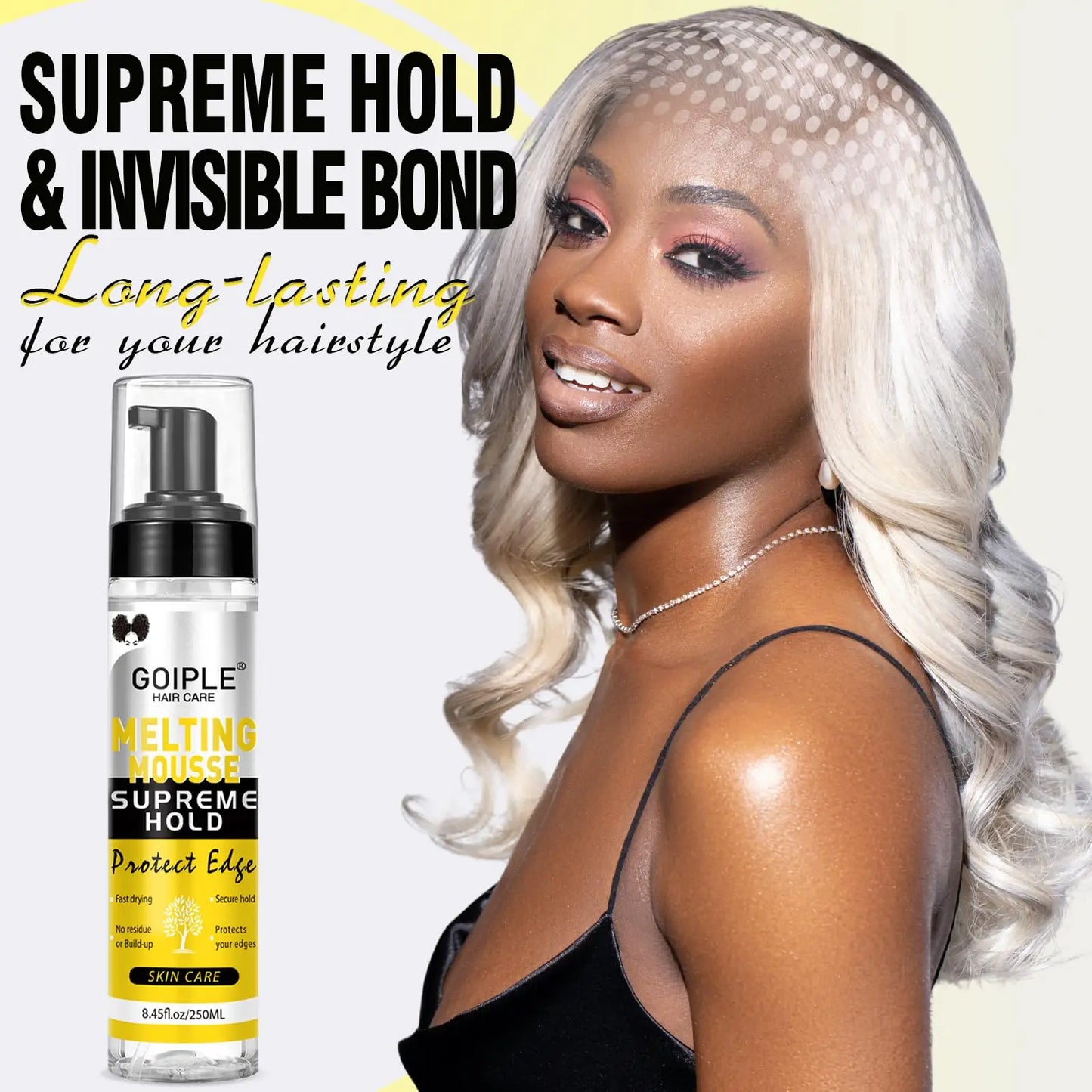GOIPLE Wig Lace Melting Mousse Invisible Bond Supreme Hold Protect Edge Fast Drying Long-Lasting Lace Melting Spray No Residue