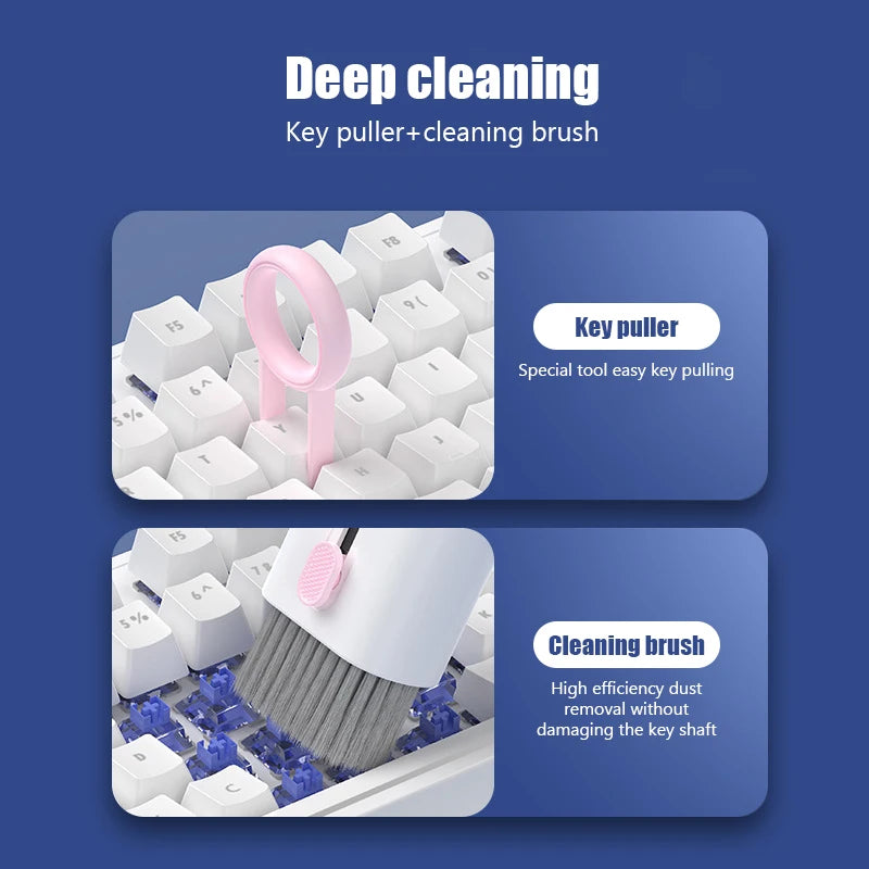 7-in-1 Computer Keyboard Cleaner Brush Kit Bluetooth Earphone Cleaning Pen For Airpods 3 Pro Headset Cleaning Tool Keycap Puller