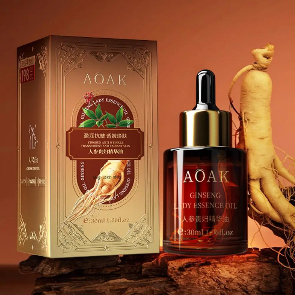 30ml Double Rose Petal Radiance Essence Oil Facial Care Tightening Moisturizing Ginseng Essential Oil Face Serum Korean Skin Car