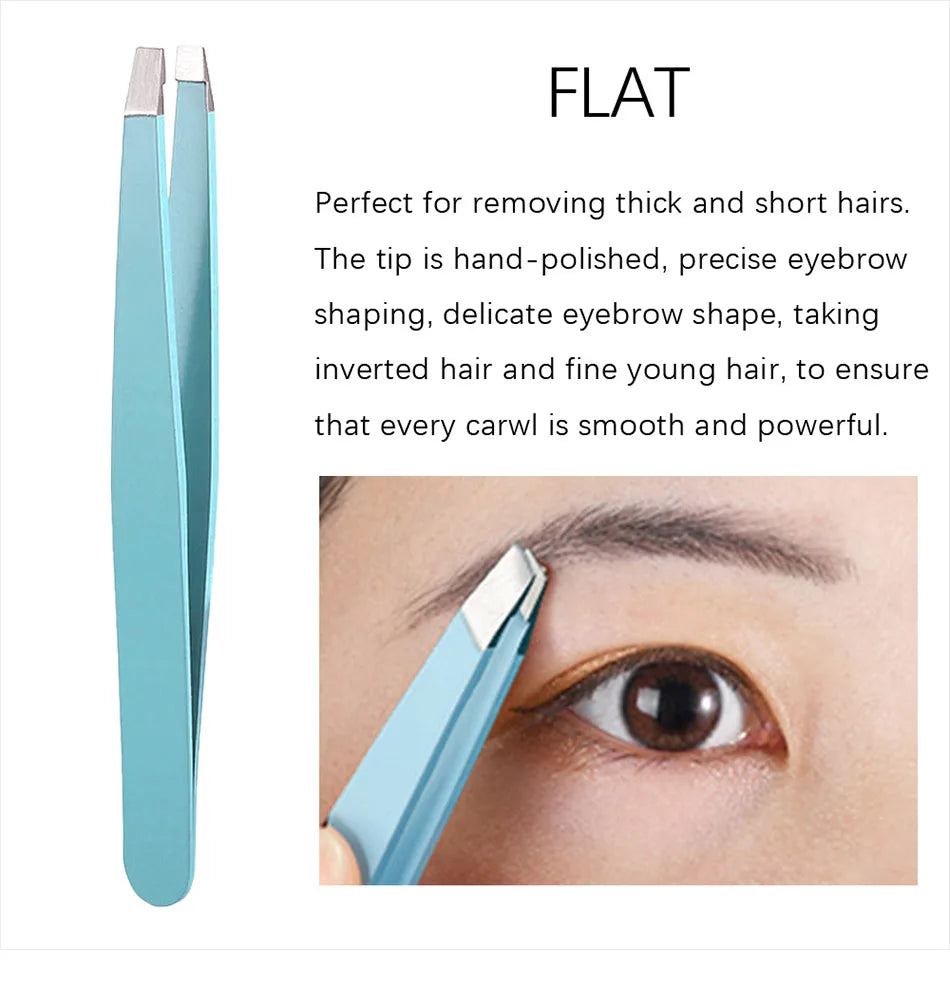 4/6Pcs Eyebrow Hair Removal Tweezers Set Brows Lashes Brows Face Trimming Forceps Scissors With Leather Case Beauty Makeup Tools
