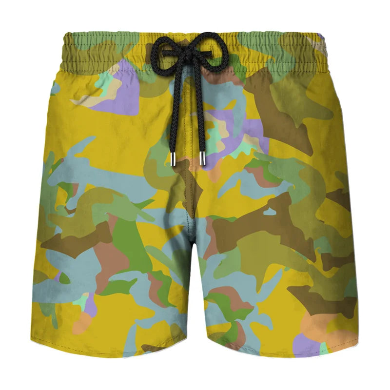 Camouflage Graphic Beach Shorts Men 3D Camo Gothic Skull Printed Swimming Trunks Sohier Army Vetern Military Fashion Short Pants