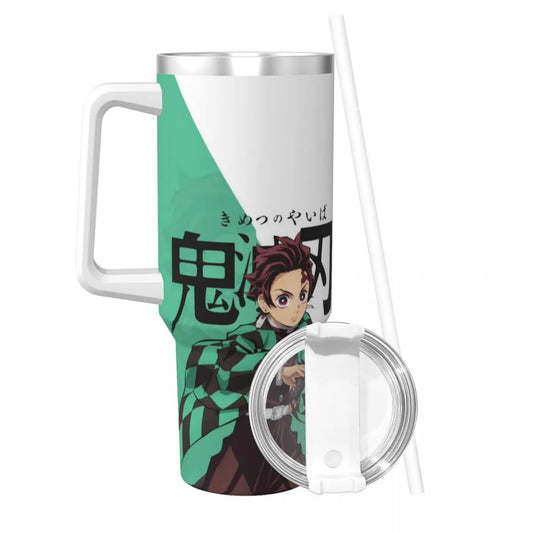 Demon Slayer 40 oz Tumbler with Handle and Straw Lid Stainless Steel Insulated Tumblers Travel
