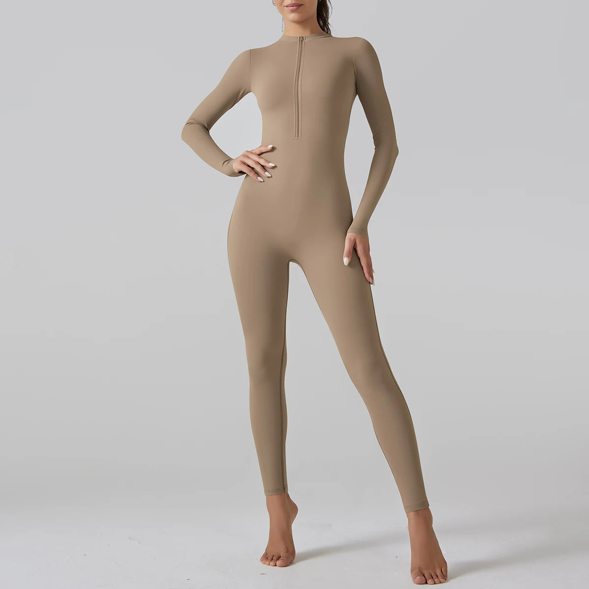 Yoga Set Women's Jumpsuits One-Piece Suit Leggings Zipper Long Sleeve Gym Push Up Workout Clothes Fitness Bodysuit Sportswear