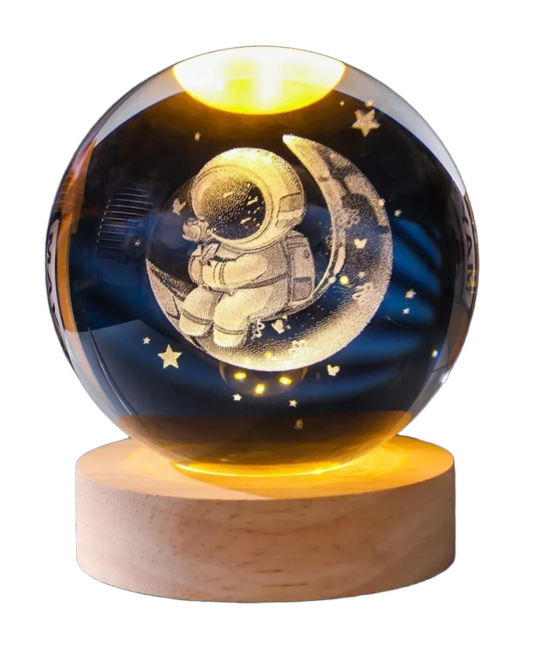 3D Crystal ball Crystal Planet Night Light DIY Laser Engraved Solar System Globe Astronomy Birthday Gift Home Desktop Decoration