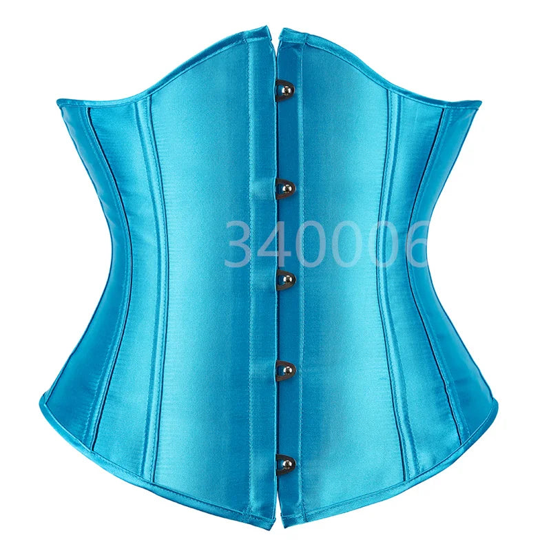 Black Corset Underbust Plus Size Sexy Women With Lacet Bodyshaper Costumes Cincher Ladies Burlesque Corselet Red Green Blue Pink